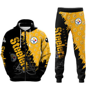 Pittsburgh Steelers Hoodie Tracksuit Long Sleeve Jacket Sweatpants Activewear