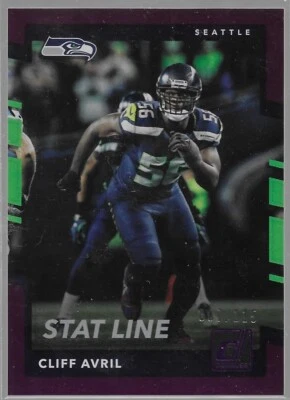 2017 Panini Donruss Cliff Avril Purple Season Stat Line /115 Seattle Seahawks - Image 1 of 4