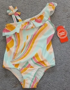 Traje de baño WONDER NATION UFP 50+ niña talla 4T multicolor aguamarina súper remolino 1 pieza - Imagen 1 de 5
