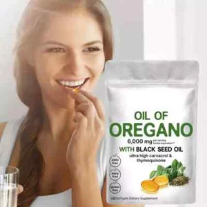 Oil of Oregano 180 Softgels 6000mg with Black Seed Oil Immune Support 2-in-1 sup - Picture 1 of 7