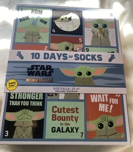 Star Wars Mandalorian Baby Yoda 10 Days Socks Advent Calendar Toddler Kids 2T-4T - Picture 1 of 8