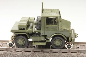 H0 Roco Loctrac 100 S Bundeswehr Unimog Straße Schiene Schmutz/Kratzer o.OVP - Bild 1 von 18