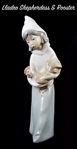 Retired Lladro Porcelain Figure Shepherdess with Rooster № 4677 - Picture 1 of 4