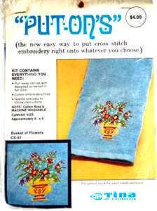 Stitchery Craft Screened Designs Tina of California Put On's BASKET OF FLOWERS - Picture 1 of 6