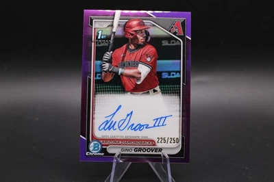 2024 Bowman Chrome Prospect Autographs Gino Groover Purple Refractor /250 - Image 1 of 2