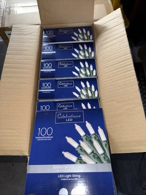 6 Boxes 100 LED Warm White Mini Lights, Indoor/Outdoor, Celebrations, NEW IN BOX - Image 1 of 3