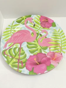 6 Melamine Plates 11" Evolution Pink Flamingo Colorful Tropical  Dishwasher Safe - Picture 1 of 6