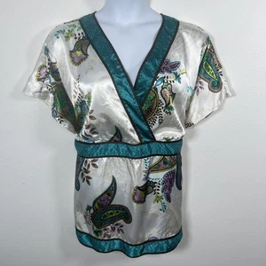 Vintage Womens Y2K Babydoll Top Sz 2XL Satin Asian Whimsigoth Kimono Tie Back - Picture 1 of 17