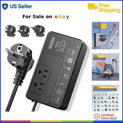 220V to 110V Voltage Converter Power US Appliances  Travel Safe - Image 1 of 4