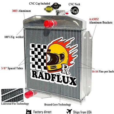 2 Row Full Aluminum Radiator Fits 1955 Jeep Willys/1959-1971 Jeep CJ3 CJ5 CJ6 MT - Imagem 1 de 4