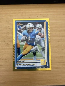 2025 Donruss Quentin Johnston Gold Press Proof 50/50 BOOKEND LA Chargers NFL - Picture 1 of 2