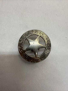 Cinturón artesanal tallado en flor Texas Star silla de montar concho atornillado tono plateado - Imagen 1 de 5