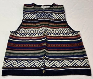 Vtg highgate Ltd II Western Multicolor Striped Knit Button front vest sweater 2X - Picture 1 of 9