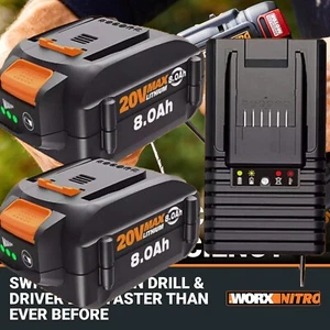 For Worx 20V PowerShare 6.0 Ah Battery /Charger WA3575 WA3520 WA3675 WA3674 - Picture 1 of 21