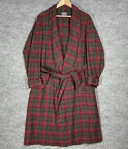 VINTAGE 60s 70s Pendleton Wool Robe Size Large Red Green Tartan Plaid Bath House - Picture 1 of 18