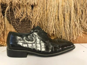 Stacy Adams Men Black Leather Crocodile Print Oxford Dress Shoe, Size 9.5 M - Picture 1 of 11