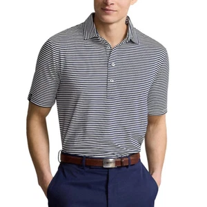Ralph Lauren RLX Men's Striped Polo Shirt Logo Moisture Wicking Polyester Navy - Picture 1 of 5