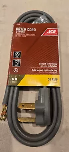 Ace Electric Dryer Cord 3 Wire 6 Ft long 30 Amp New - Picture 1 of 3