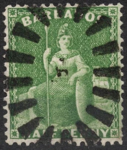 SG72 Sn:50 1875  ½d BARBADOS Issues of 1875-1878 , Britannia , used - Picture 1 of 2