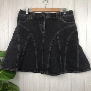 Ann Taylor LOFT Denim Skirt Dark Wash Flared Stretch Casual Size 12 - Picture 1 of 6