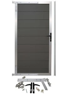 WPC Alu Zauntür Tür Gartentür Gartentor Anthrazit (beidseitig) 90 X 183 cm - Bild 1 von 24