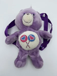 Care Bear Share 12 Zoll Plüsch Rucksack lila Lutscher Süßigkeiten Vintage 2003 gebraucht, in einwandfreiem Zustand selten - Bild 1 von 9