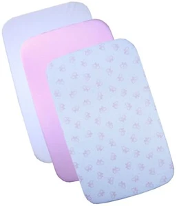 BabyPrem 83 x 50cm Pack of 3 Fitted Next To Me Cotton Sheets Pink Star Butterfly - Picture 1 of 10
