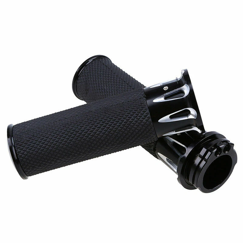 Black 1" Motorcycle Handlebar Hand Grip Universal for Harley Suzuki Yamaha - Image 1 of 4
