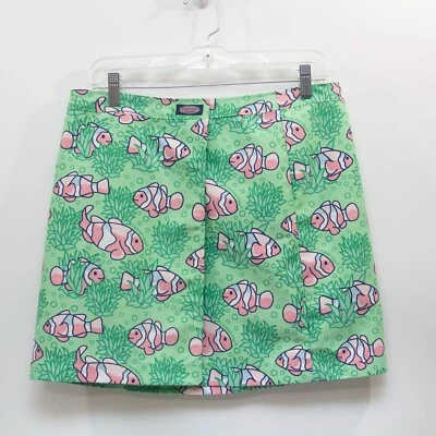 Falda envolvente para mujer Vineyard Vines rosa y azul estampado de peces tropicales poliéster talla M Foto 1 de 4
