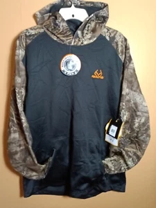 NWT "REALTREE" BLACK & CAMO SLEEVES  PERFORM  HOODIE w/FACE GAITER Sz MED $23.23 - Picture 1 of 15