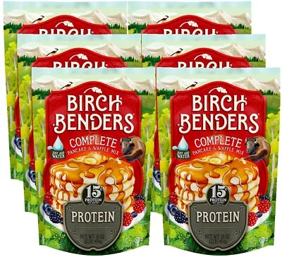 Mezcla de panqueques y gofres Birch Benders con suero de leche, proteína, 16 oz (paquete de 6) Foto 1 de 4