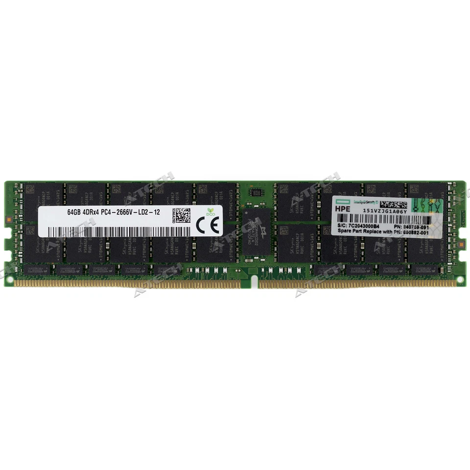 HP 64GB DDR4-2666 LRDIMM 815101-B21 850882-001 840759-091 HPE Server Memory RAM - Image 1 of 2