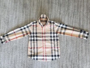 Authentic Burberry Children Boys Check Plaid Pattern Button Down Shirt Size 5Y - Picture 1 of 5