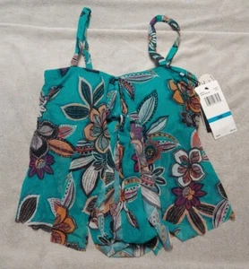 Coco Reef Womens Safari Tropical Cascade Crop Tankini Top 36D 36 swimsuit top - Picture 1 of 8