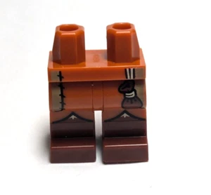 Lego - Minifigur Beine - dunkelorange, braune Stiefel, Gürteltasche Tasche - Bild 1 von 1