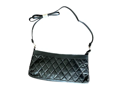 Cartera de cuero genuino con diseño de piedra italiana Embassy LUPUR15 - Bolso de mano negro para W Foto 1 de 2