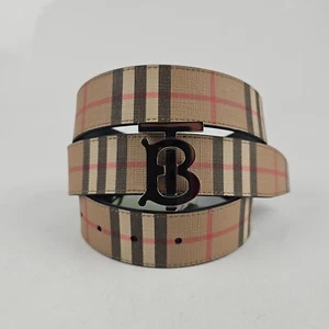 Cintura a scacchi Burberry TB da uomo beige taglia 90 cm nuova - Foto 1 di 9