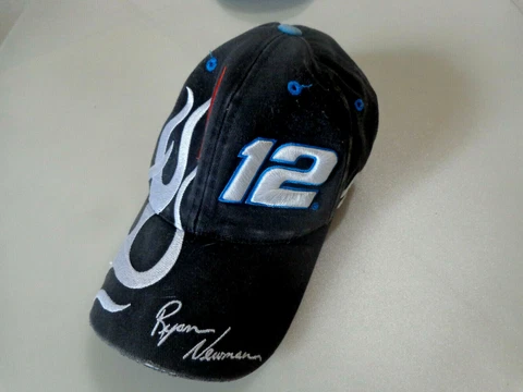 VINTAGE CHCKERED FLAG  NASCAR RACING # 12 NEWMAN Strapback BASEBALL MENS  Hat Cover