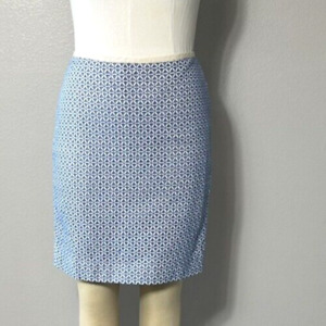 Talbots Women Skirt Size 10 Cotton Lace Blue Geometric Lightweight Pencil Skirt
