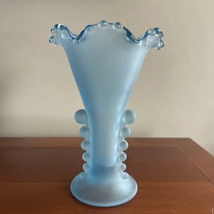 Fenton? Blue Satin Trumpet Vase - Picture 1 of 6