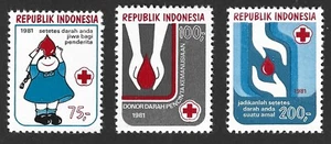 Indonesia 1980 #1117-19 Red Cross Blood Donor Camapign - MNH - Picture 1 of 4