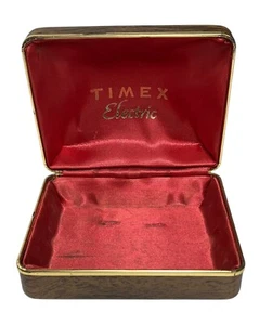 Timex Electric Vintage Faux Wood Clamshell Hard Case Storage Display - Picture 1 of 10