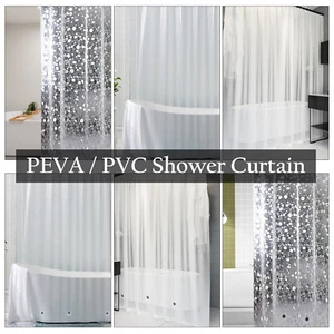 Cortina de ducha transparente resistente al agua PVC/PEVA a prueba de moldes con ganchos gratis - Imagen 1 de 38