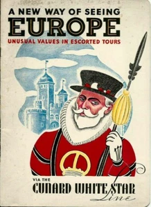 Folleto Cunard White Star Line 1935, itinerario y costo de 33 tours europeos - Imagen 1 de 5