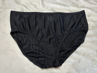 Vtg WARNER'S Unmentionables 01677 Polyester Striped 9/2XL Black Brief Panties - Image 1 of 4