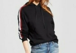 Women's Grosgrain Hoodie - Who What Wear Black S - Picture 1 of 2