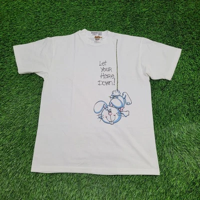 Camisa Conejo Divertida Vintage Años 90 Para Mujer Grande 20x25 Blanca Foto 1 de 4