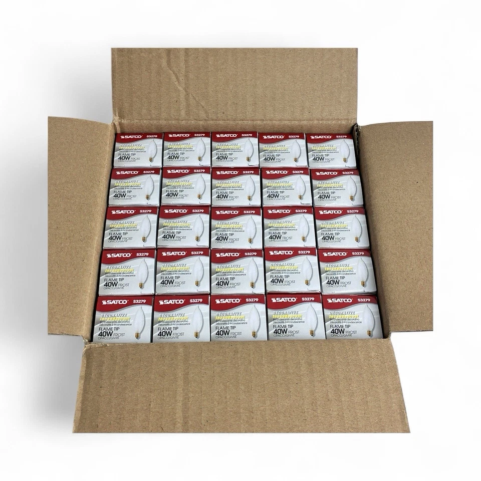 SATCO S3279 40 Watt Soft White 2700k Candelabra Base Frosted Light Bulb