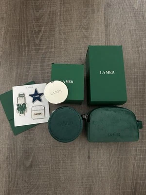 2023 La Mer Dopp Kit Velvet Emerald Cosmetic Bag Compact Mirror Applique Patch - Imagem 1 de 4