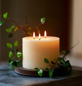 Mylight 153 Horas Grandes Marfil Pilar Velas 3 Mechas Decoración Navidad 150mmx150mm - Imagen 1 de 4